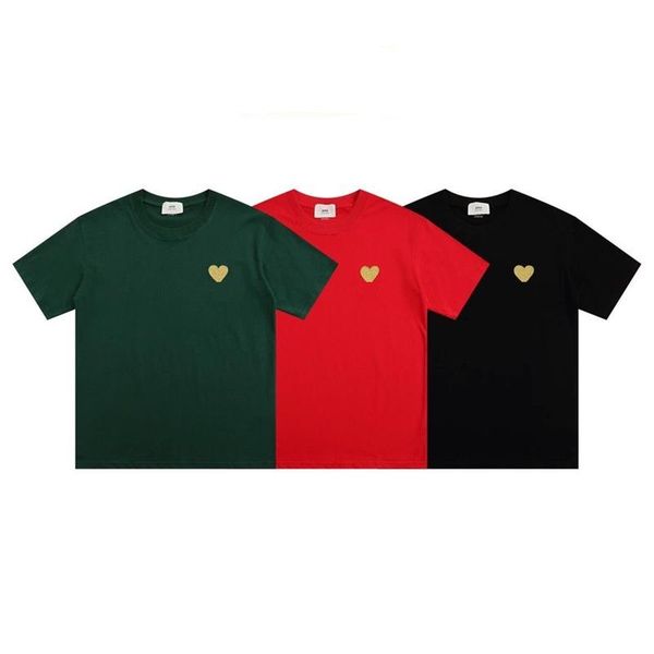 

oversized t shirt spring and summer new gold love letter embroidered round-neck cotton short-sleeved men's and women's fashion, White;black