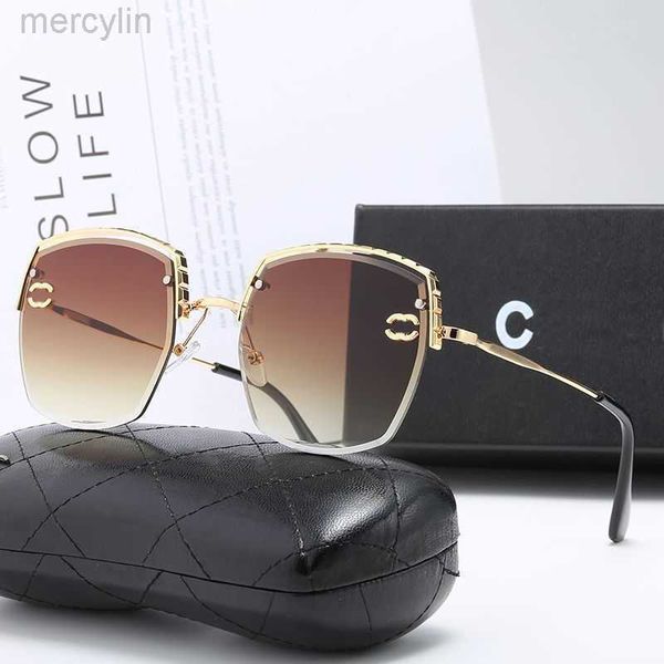 

channel sunglass chanei mens womens fashionable women's metal half frame versatile large face slim sunglasses cycle sport sunglasses vi, White;black