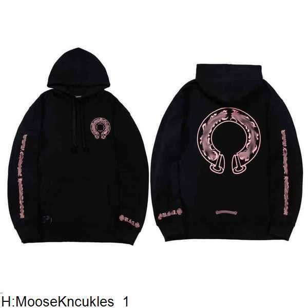 

luxury classic men's heart sweatshirts brand ch designer hoodie chromes fashion men women horseshoe sanskrit loose zipper jacket pullov, Black