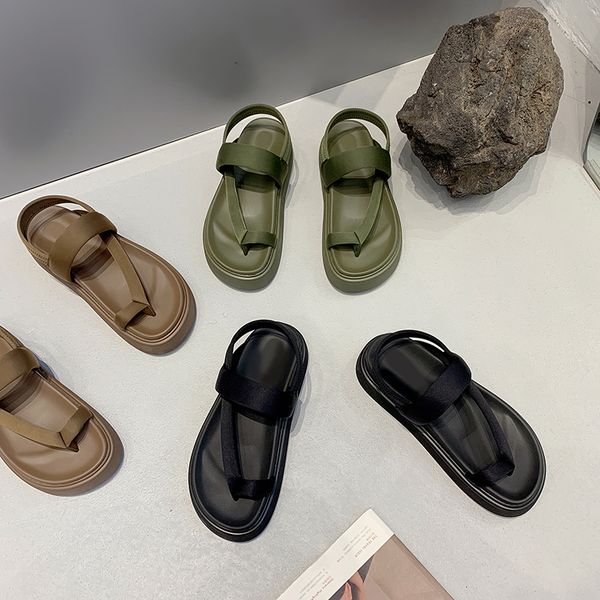 

sandals summer womens outer wear fashion casual sliptoe thicksoled roman slippers platform woman shoes 230220, Black
