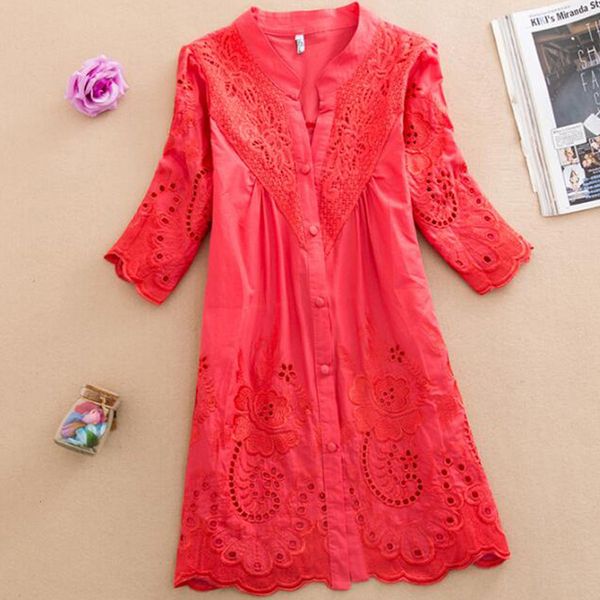 

women's blouses shirts summer womens and blouses fashion half sleeve vneck embroidery casual blouse women 230220, White