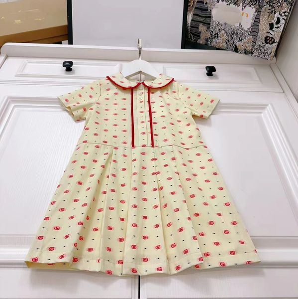 

sets girl's dresses toddler girls yellow color party style designer youth 100-160cm, White