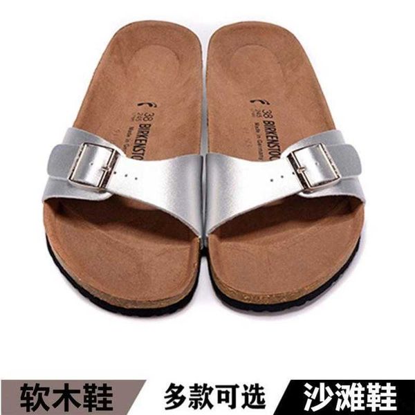 

designer birkinstock slippers boken shoes flat bottom cork sandals gizeh boken couples casual summer slippers, Black