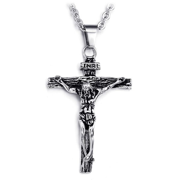 

new vintage cross titanium steel men's pendant necklace, Silver