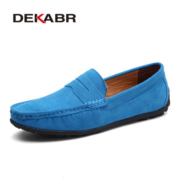 

dress shoes dekabr brand fashion summer style soft loafers genuine leather flat casual shoes breathable men flats driving 230220, Black