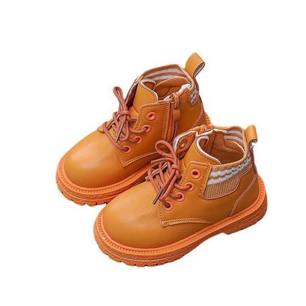 

chil1en's leather boots 1 autumn chil1en's solid martin boots british style chil1en's single boots, Black