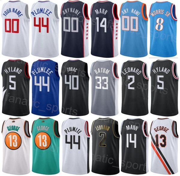 

printed men kids women basketball mason plumlee jerseys 44 paul george 13 kawhi leonard 2 ivica zubac 40 terance mann 14 bones hyland 5 eric, Black;red