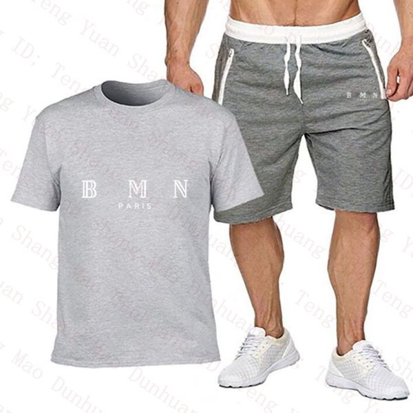 

designer men's tracksuits t-shirt suit letter print streetwear breathable summer suits brand t-shirt and shorts outdoor fitness sports, Gray
