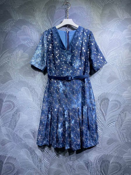 

summer new beaded dress v-neck embroidered, Black;gray