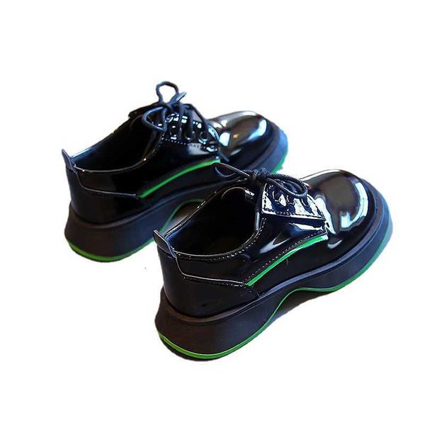 

1 spring and autumn small waist chil1en's leather shoes girls' casual single shoes students' performance walking show shoes 1, Black