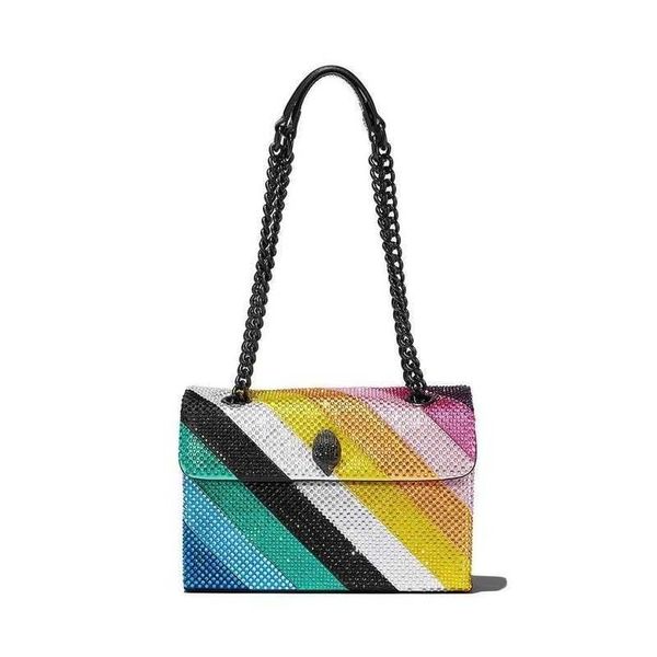 

eagle colored crystal diamond chain bag flap one shoulder crossbody leather luxury women's bags