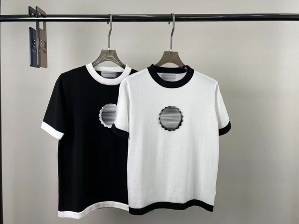 

brand same style women's sweaters 2023 spring summer o neck short sleeve fashion milan runway t-shirt designer 0220-6, White;black