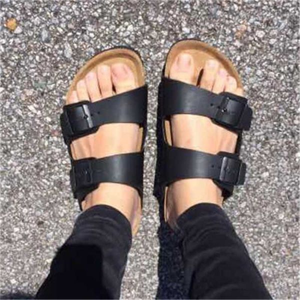 

designer birkinstock slippers boken men and women boken arizona two-button cork slippers beach sandals, Black