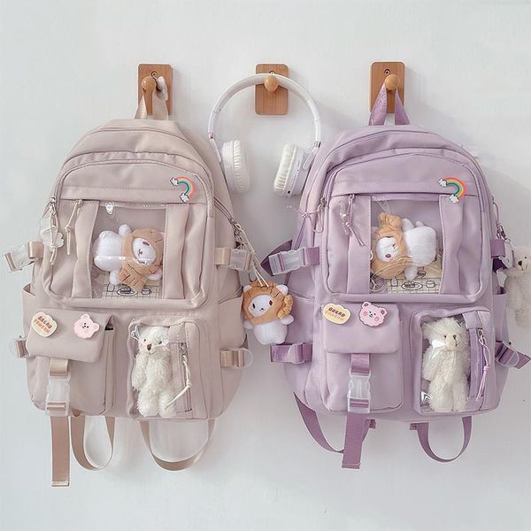 

waist bags largecapacity cute women multipocket nylon backpack ins junior high school student bag female girl lapbook 230220