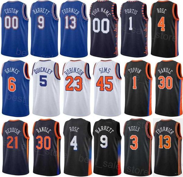 

print man woman youth basketball evan fournier jersey 13 mitchell robinson 23 immanuel quickley 5 obi in 1 julius randle 30 rj barrett 9 der, Black;red