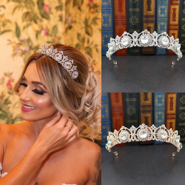 

tiaras silver color rhinestone crown and tiara wedding hair jewelry accessories for women bridal tiara wedding crown headpiece gifts z0220, White;golden