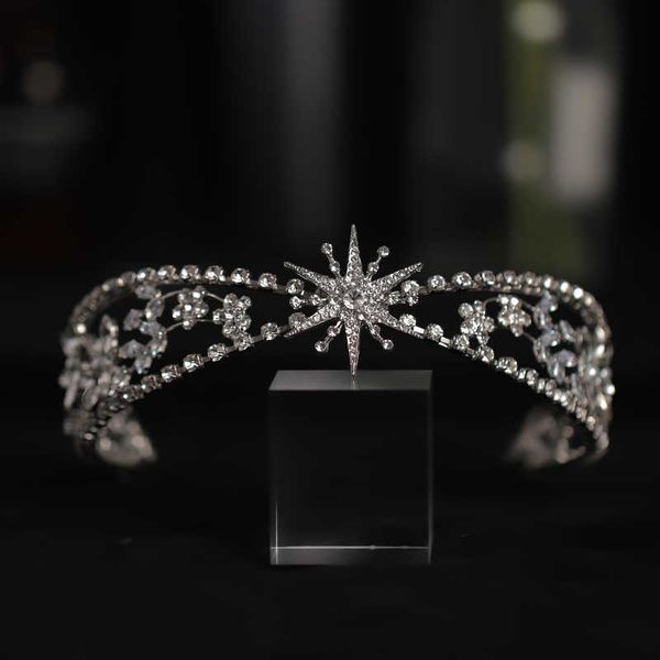 

tiaras baroque luxury crystal star headband crown rhinestone hairbands for women bling bridal tiara hair crown wedding head accessories z022, White;golden