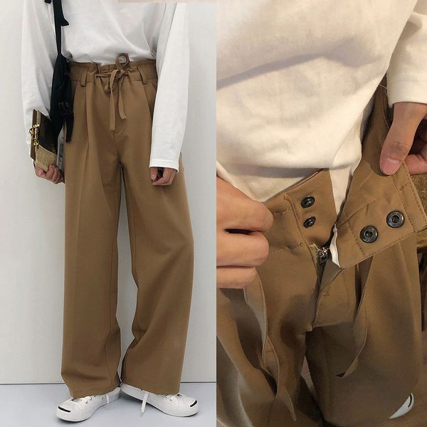 

men s pants 2023 spring summer casual straight classic black rose high waist korean wide leg trousers for men 230217