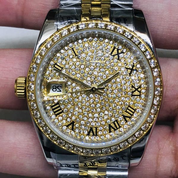 

wristwatches luxury custom bling iced out watches white gold plated moiss anite diamond watchess 5a replication mechanical d9y8, Slivery;golden