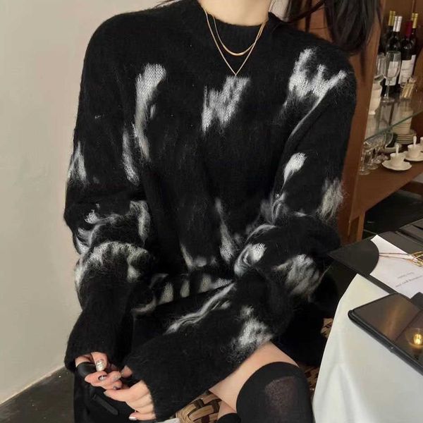 

23ss women designer brand logo mohair sweater autumn winter new style knitwear pullovers printing womens clothing, White;black