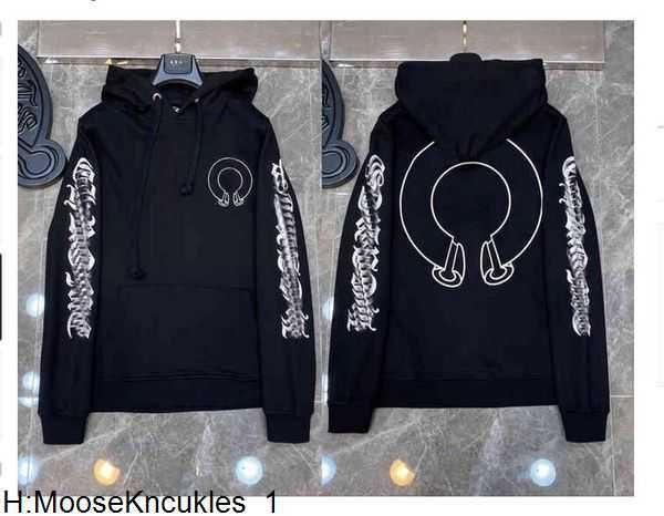 

classic luxury heart designer hoodies chromes mens zipper horseshoe sanskrit cross print pullover hooded sweatshirts fashion sweater woman 1, Black
