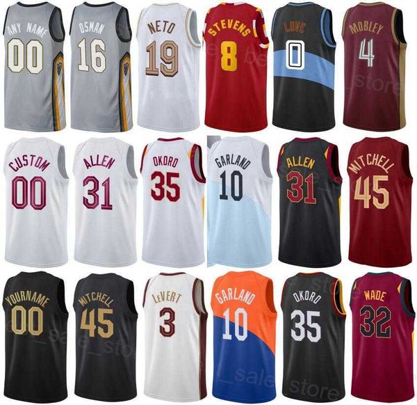 

printed men kids women basketball mamadi diakite jerseys 21 kevin love 0 isaac okoro 35 robin lopez 33 caris levert 3 raul neto 19 dean wade, Black;red