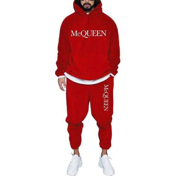 

men's tracksuits mcqueen brand pack men's hoodie tshirt collar hoodie tracksuit set ropa hombre men's l230220, Gray