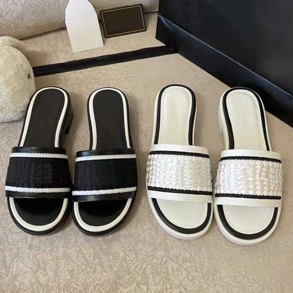 

sandals 2023 design spring summer new small fragrance embroidered flip flop women wear versatile beach roman shoes thick heel sandals, Black