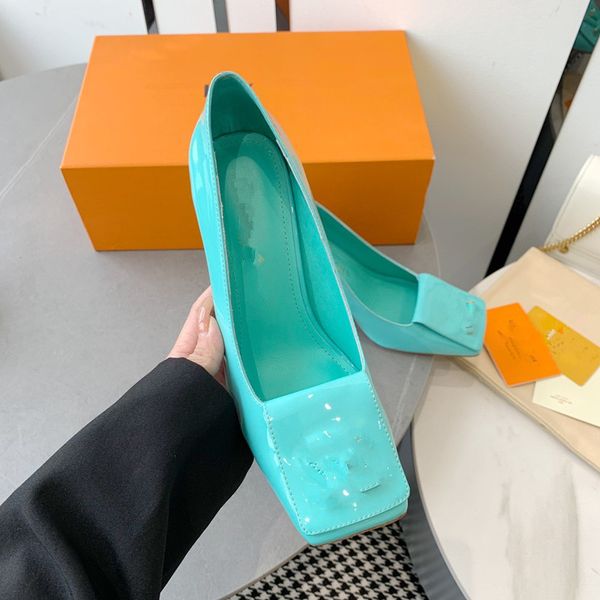 

women dress shoes designer shoes spring autumn fashion square toe coarser heel high heels leather metal buckle sandals lady heeled boat shoe, Black