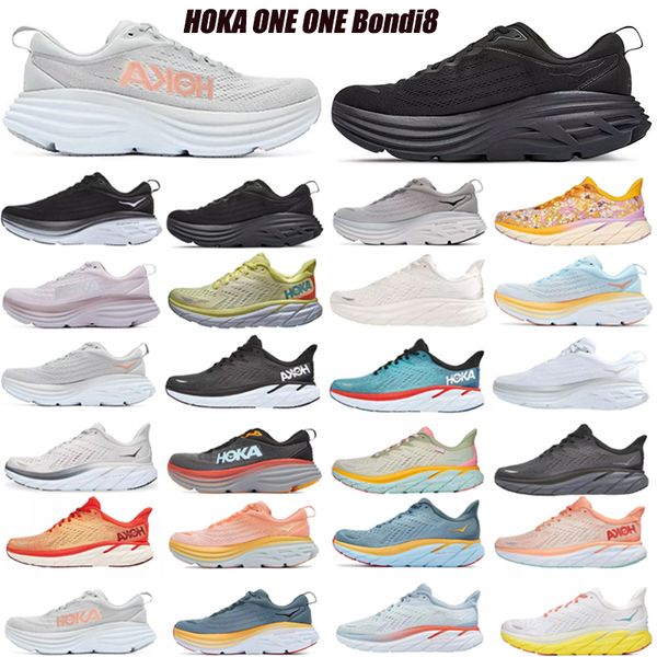 

bondi 8 hoka one running shoe designer clifton 8 training sneakers black white fiesta real teal hokas women men shoes