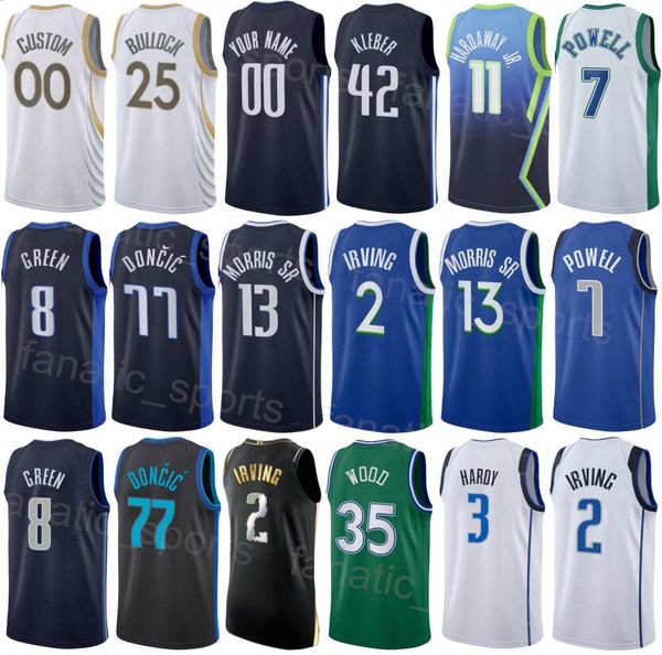 

printed men kids women basketball dwight powell jerseys 7 christian wood 35 jaden hardy 3 reggie bullock 25 kyrie irving 2 luka doncic 77 te, Black;red