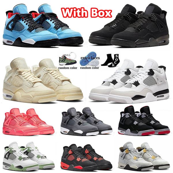 

military black 4 4s with box basketball shoes jumpman off sail cool grey pn dust red thunder bordeaux starfish taupe haze men women trainers