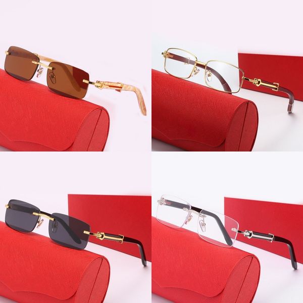 

designer sunglasses c woman luxury no frame black sport buffalo horn occhiali da sole donna classic rectangle uv protection classical glasse, White;black