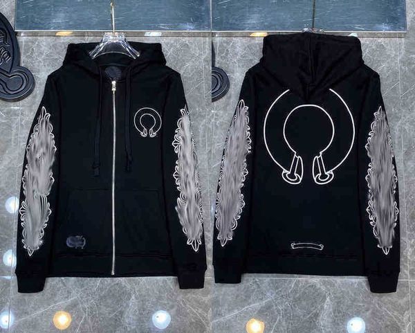 

3a mens hoodies designer chrome winter sweatshirts heart hoodie ch long sleeve zipper jacket loose coat hooded hoody men woman hip hop chrom, Black;brown