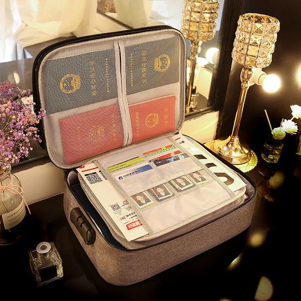 

briefcases large document storage bag file folder passport holder password lock ticket credit card portable briefcase bags for men women 230