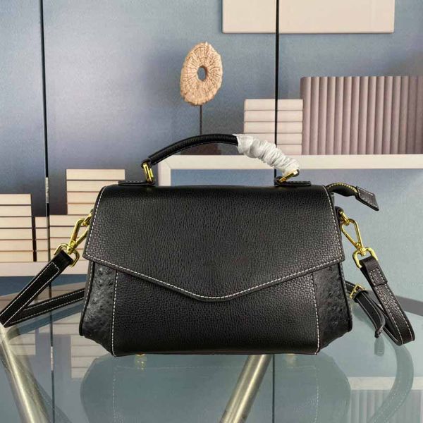 

7a designer bags side ostrich stitching smooth leather solid color totes gold hardware handbags
