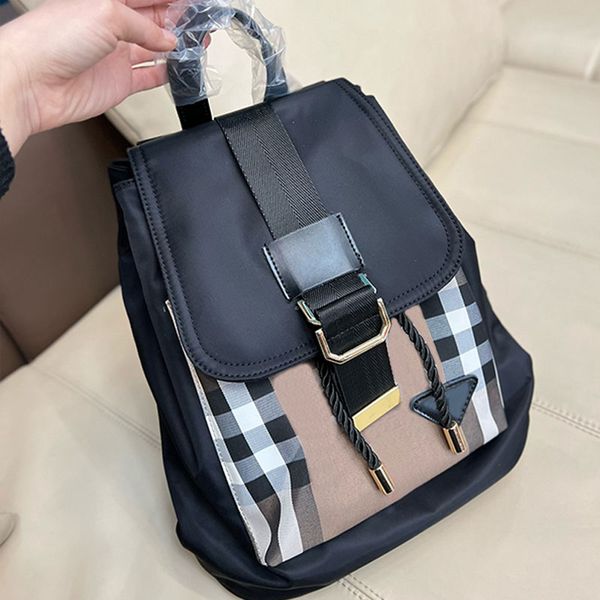 

drawstring backpack stripes handbags purse nylon canvas backpacks handbag flip buckle interior zip pocket women bags