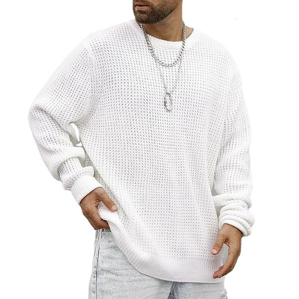 

men s sweaters autumn fashion solid color sweaters loose street wear s clothes knitted sweater pullovers 230217, White;black