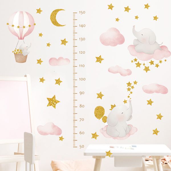 

wall decor cute elephant height measure sticker for kids rooms girls baby room cartoon animal star cloud growth chart paper 230220