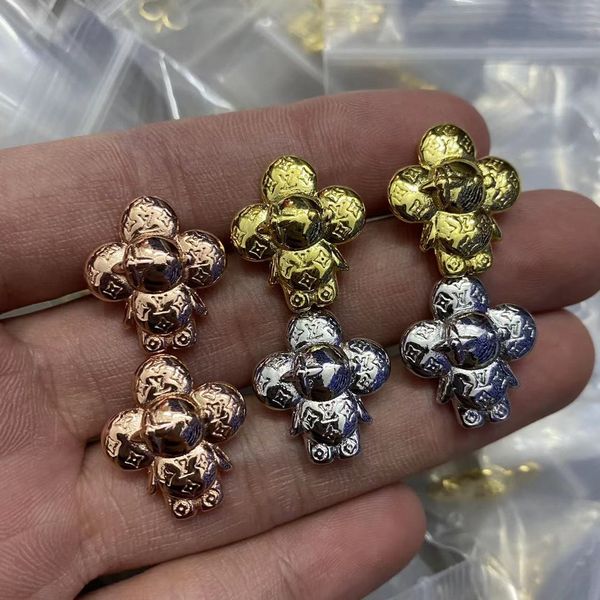 

europe america fashion style lady women simplicity dangles earrings titanium steel hollow out full diamond v initials stud tassels earrings, Silver