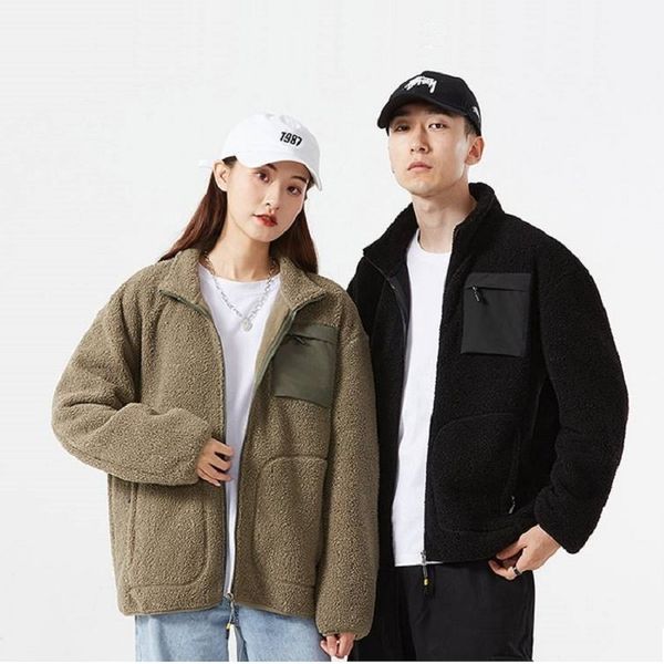 

men s jackets winter couple style fleece polar long sleeve stand collar thick casual fashion men 230217, Black;brown
