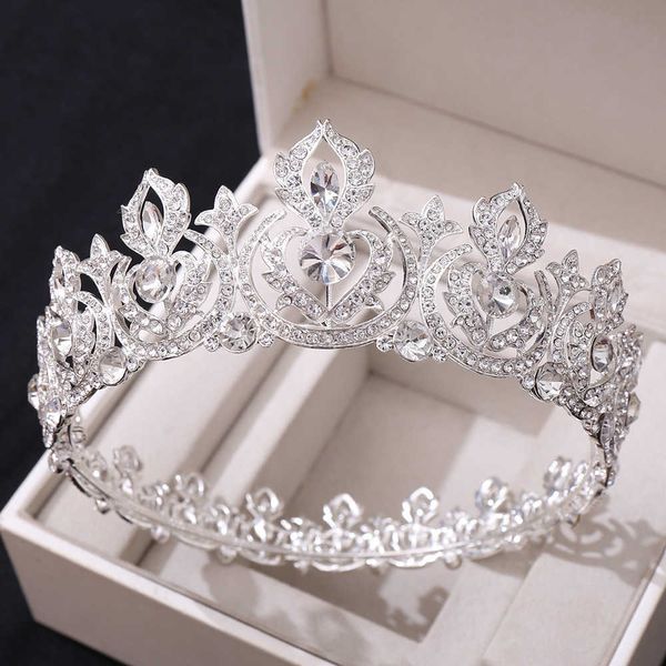 

tiaras baroque crystal round crown tiara rhinestone prom princess diadem tiaras and crowns for women bride wedding hair accessories z0220, White;golden