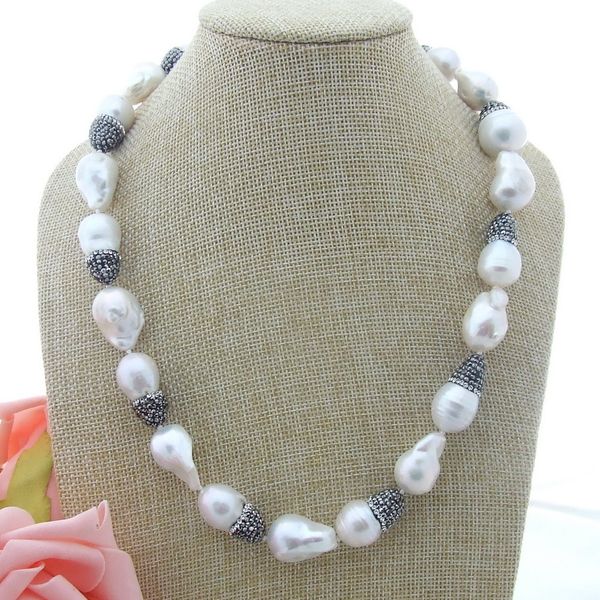 

pendant necklaces 20'' 20mm freshwater white keshi pearl necklace 230217, Silver