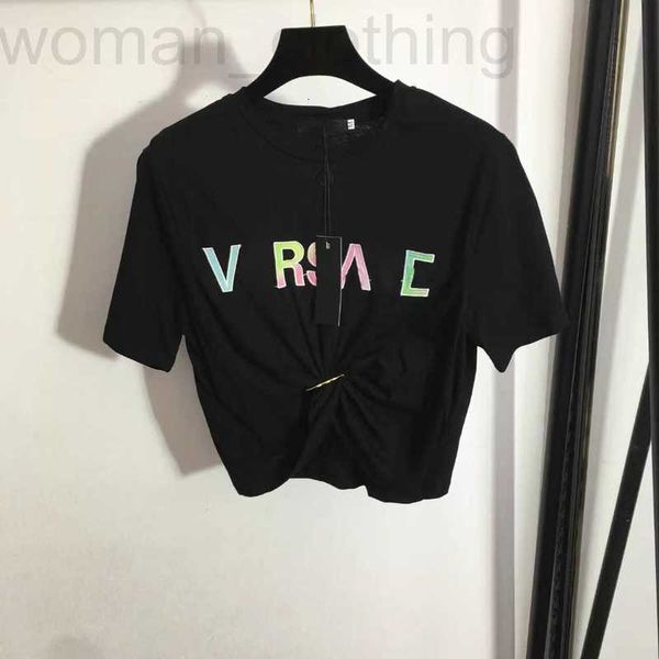 

designer 22 designers t-shirts fashion t shirts women chest letter shirt color printing pin tucked waist short sleeved t-shirt casual luxury, White