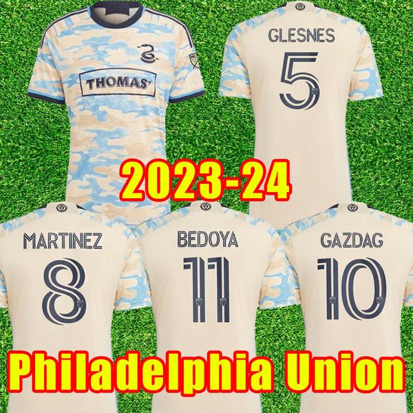 

fans player version 2023 2024 philadelphia soccer jerseys union 23 24 mls bedoya przybylko uniform mens home away martinez santos kit footba, Black;yellow