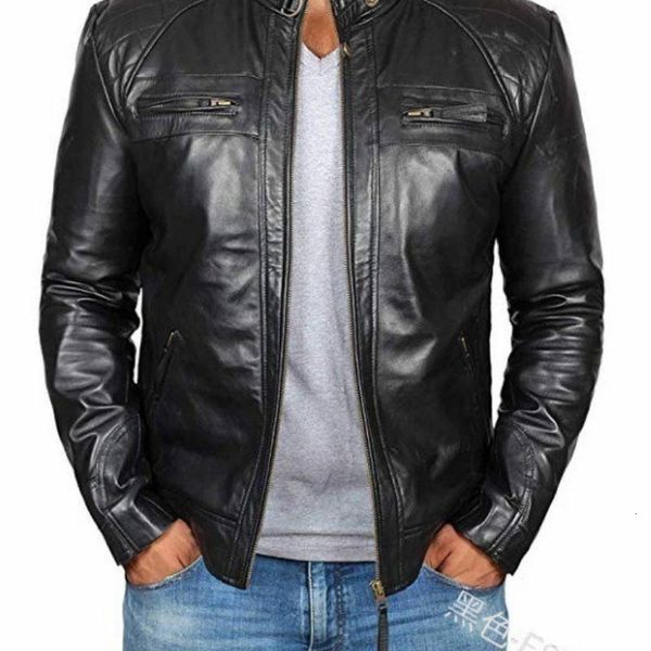 

men's jackets foreign trade europe and america men's leather jacket youth stand collar punk motorcycle 230217, Black;brown