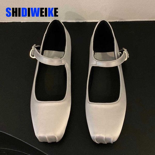 

sdwk spring new women flat shoes fashion silk square toe shallow ladies ballet soft casual mary jane ad3366 0220, Black