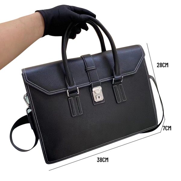 

briefcases quality men's handbag real cowhide business briefcase large capacity computer brand name 230220