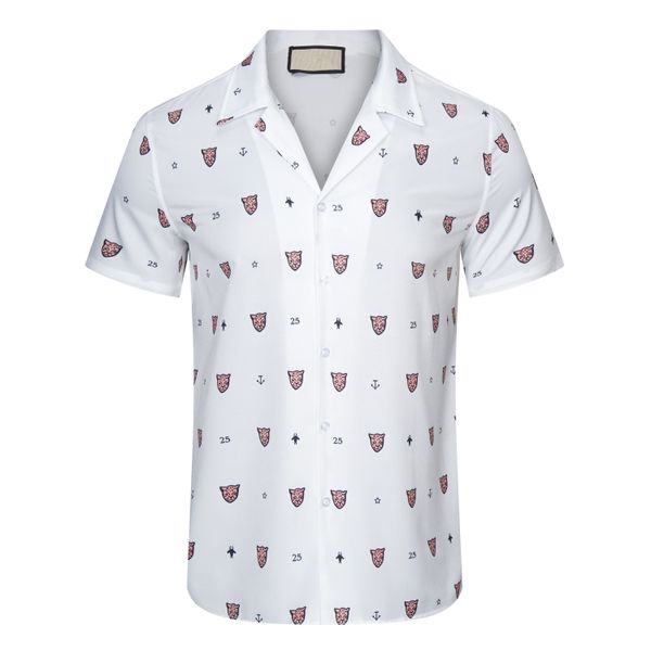 

luxury designer men's t-shirts shirts mens fashion geometric print bowling shirt hawaii floral casual shirts men slim fit short sleeve, White;black