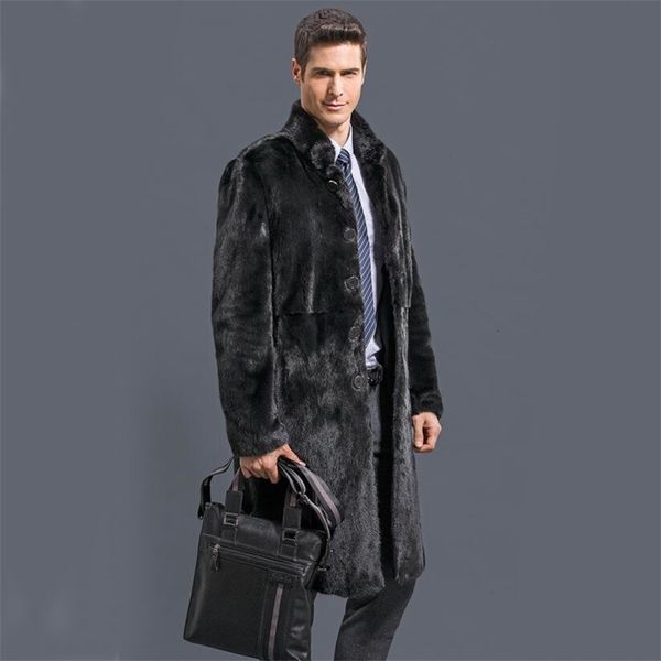 

men's jackets fashion male marten velvet mink overcoat outerwear men black faux fur coat winter warm thicking outwear 230217, Black;brown